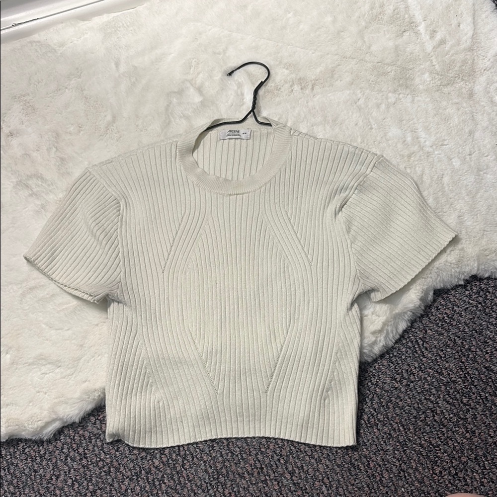 Ardene Women's Cream Ribbed Top